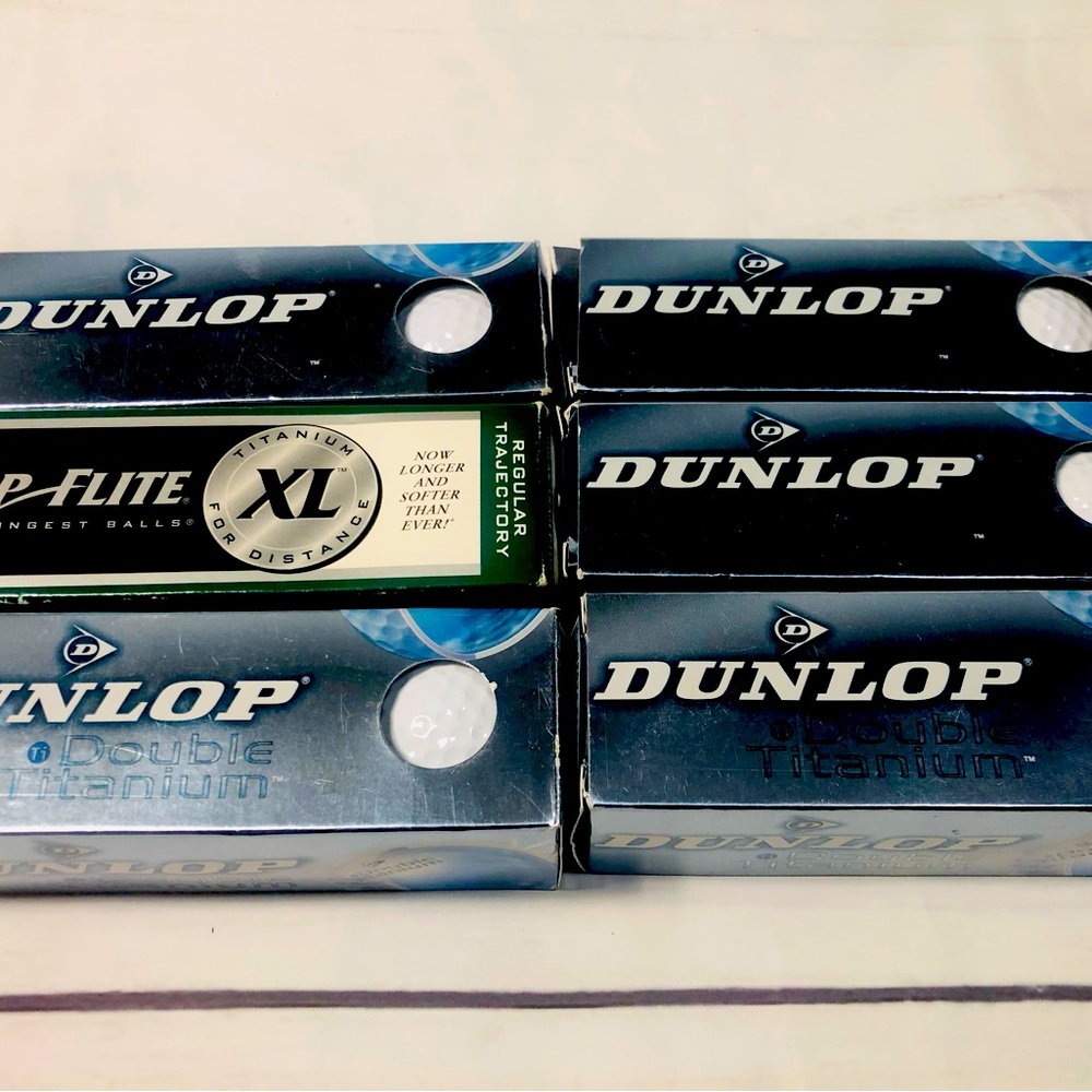 DUNLOP Double Titanium Golf Balls 15 Pcs.Top Flite Titanium XL For Distance 3pc